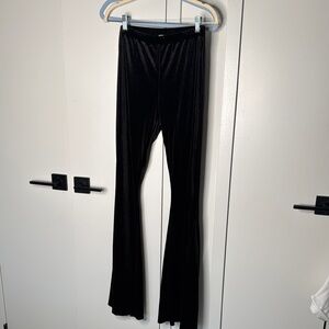 Vici Black Flare Pants with Velvet Sheen